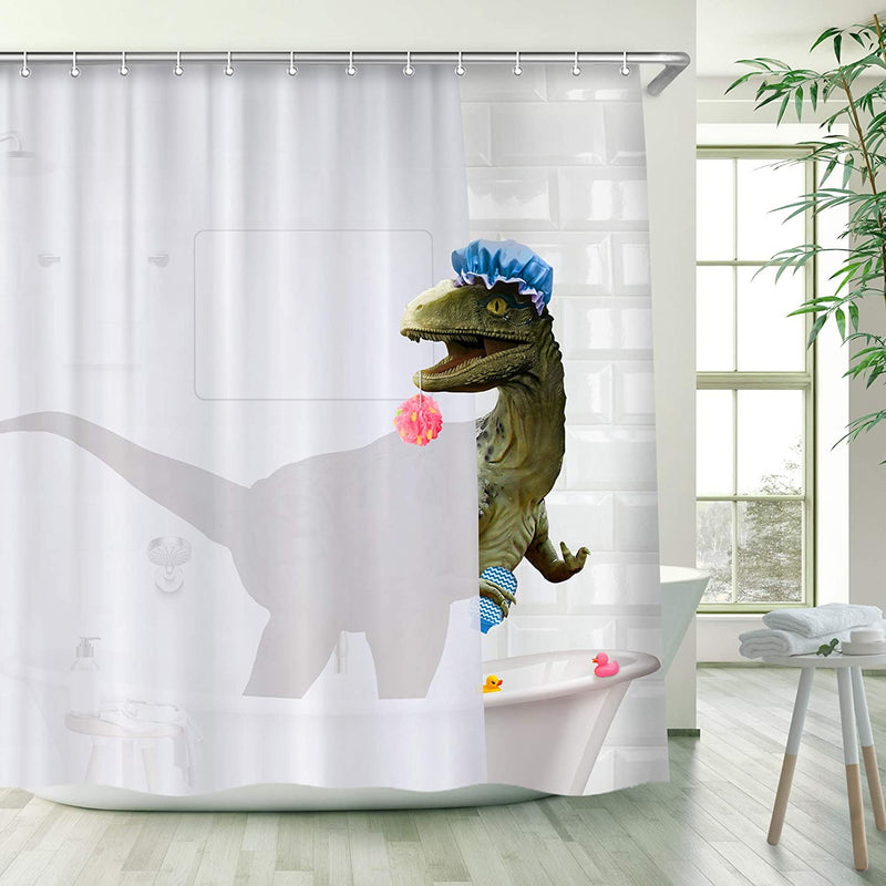 Rosielily Dinosaur Shower Curtain, Kids Shower Curtain, Funny Shower Curtain, Cute Shower Curtain Set with 12 Hooks, Cool Shower Curtain for Bathroom Decor, 72"X84" Sporting Goods > Outdoor Recreation > Fishing > Fishing Rods RosieLily Funnydinosaur 72"x78" 