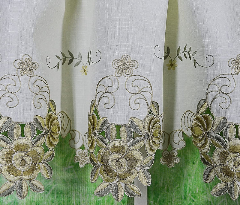 Today'S Curtain Verona Reverse Embroidery Tie-Up Shade, 63", Ecru/Rose Home & Garden > Decor > Window Treatments > Curtains & Drapes Today's Curtain Ecru/Antiqu Tier 60"W X 30"L 