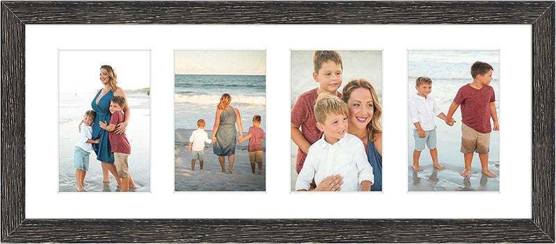 Golden State Art, 8X20 Black Photo Wood Collage Frame with Real Glass and White Mat Displays (4) 4X6 Pictures Home & Garden > Decor > Picture Frames Golden State Art Wood - Distressed Black With White Mat 1 Pack 