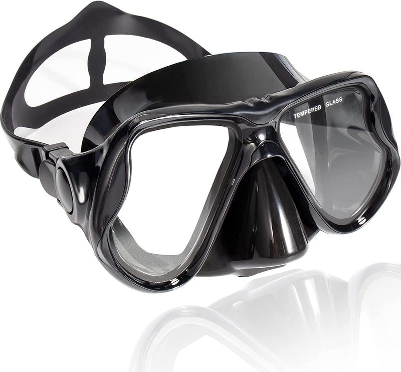 Keary Swimming Goggles Snorkel Diving Mask for Adult Men Women Youth, Anti-Fog 180°Clear View Swim Goggles with Nose Cover Sporting Goods > Outdoor Recreation > Boating & Water Sports > Swimming > Swim Goggles & Masks Keary Black  