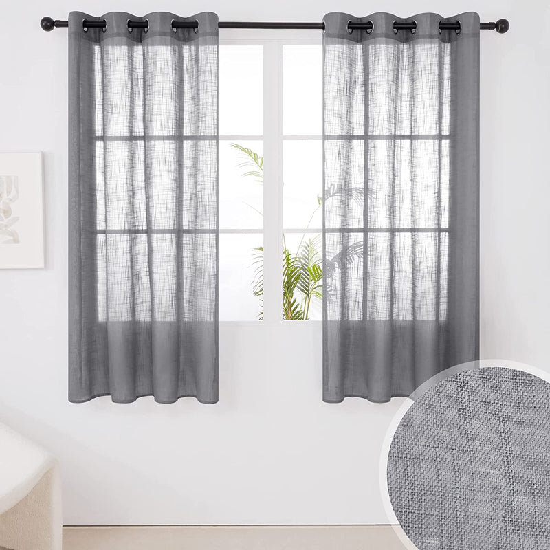 Deconovo Semi Sheer Curtains, Cream, 52X108 Inch, Faux Linen Solid Voile Grommet Curtains for Bedroom Living Room, 2 Panels Home & Garden > Decor > Window Treatments > Curtains & Drapes Deconovo Grey 52x72 Inch 