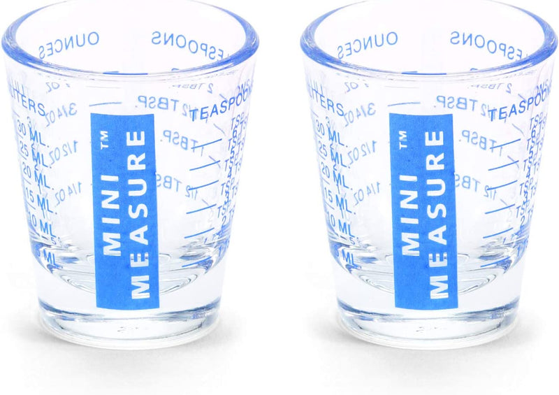 Kolder Mini Measure Heavy Glass, 20-Incremental Measurements Multi-Purpose Liquid and Dry Measuring Shot Glass, Red and Blue, Set of 2 Home & Garden > Kitchen & Dining > Barware Harold Import Company, Inc. Blue Set of 2 
