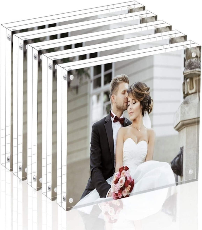 Magicool Premium Acrylic Photo Frame--- Magnet Photo Frame -Double Sied Thick Desktop Frames (5X5 5 Pack)
