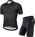 Qualidyne Mens Cycling Jersey Set Bicycle Biking Short Sleeve Suit with Pockets + 4D Padded Cycling Bike Shorts Sporting Goods > Outdoor Recreation > Cycling > Cycling Apparel & Accessories qualidyne Black Multi XX-Large 