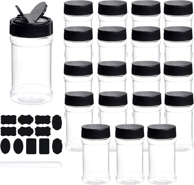 Spice Bottles, Dabacc 20Pcs 7Oz Clear Plastic Container Jars with Lids Labels for Kitchen Storing Spice Powders Dry Goods Peanut Butter BPA Free Home & Garden > Decor > Decorative Jars Dabacc   