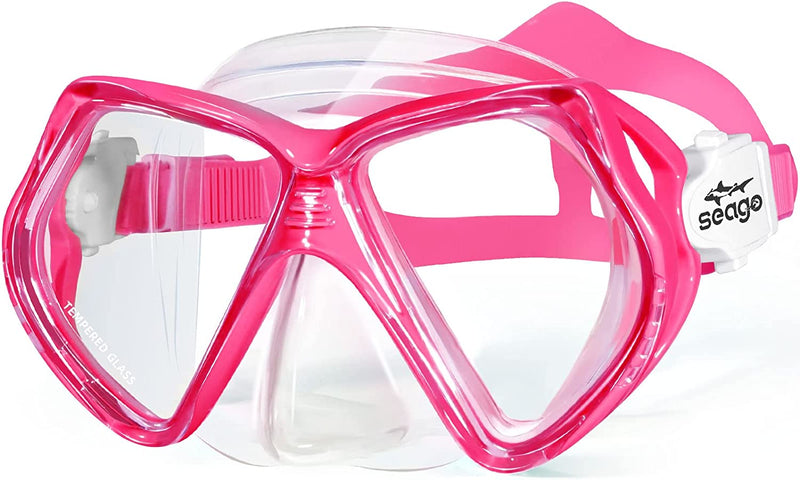Seago Kids Swim Goggles with Nose Cover Snorkel Mask Scuba Diving Swim Mask Anti-Fog Tempered Glass, Panoramic Clear View Silicone Seal Snorkeling Gear Swimming Goggles for Kids 6-14 Boys Girls Youth Sporting Goods > Outdoor Recreation > Boating & Water Sports > Swimming > Swim Goggles & Masks Seago Red  