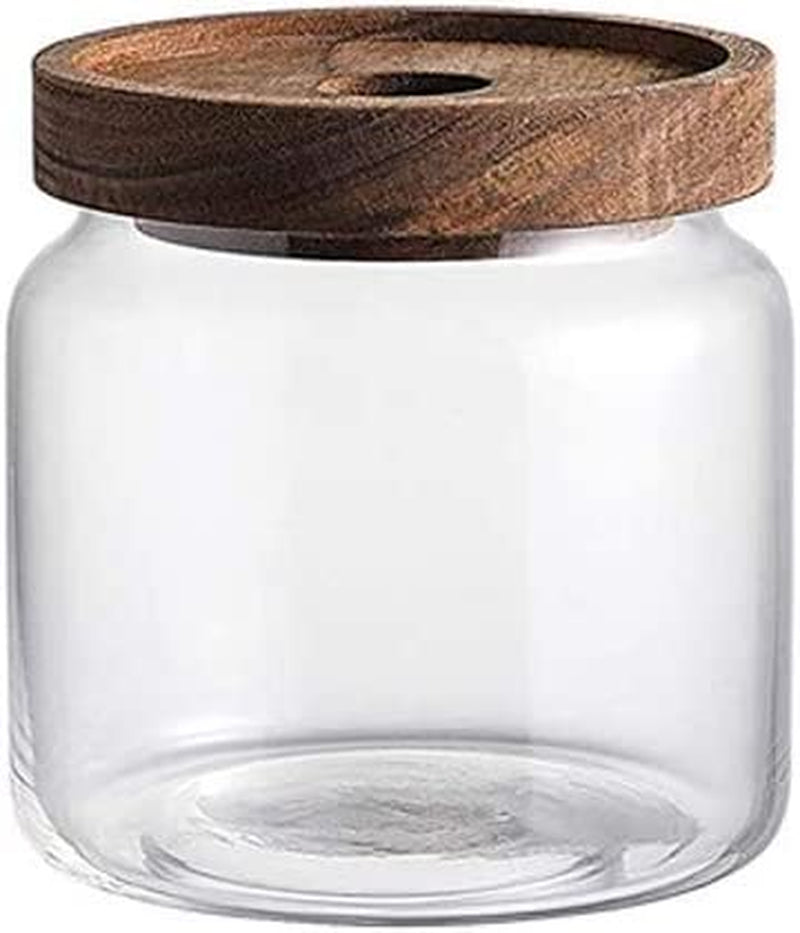 Glass Food Storage Jar 750Ml/25Oz Clear Glass Canister with Airtight Seal Acacia Wood Lids Kitchen Food Storage Container for Coffee Bean Loose Tea Spice Bottle Sugar Cookies Nuts Snack Candy Jar Home & Garden > Decor > Decorative Jars vipolish 250ml/8.5oz  