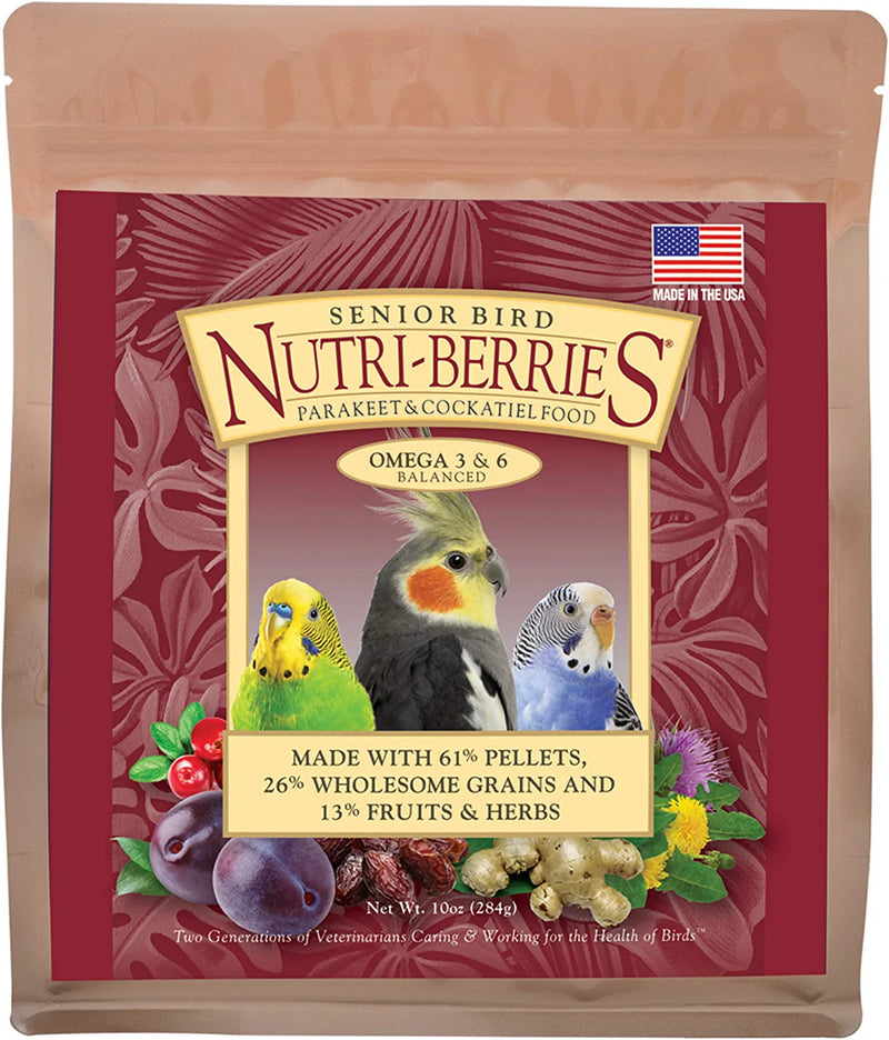 LAFEBER'S Senior Bird Nutri-Berries Pet Bird Food, Made with Non-Gmo and Human-Grade Ingredients, for Parakeets & Cockatiels, 10 Oz