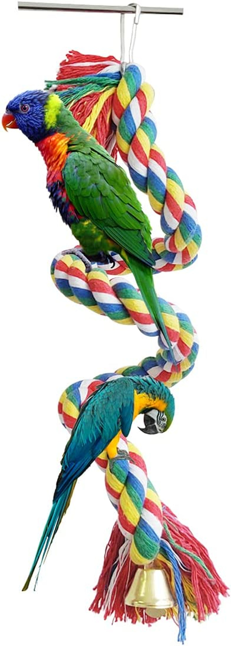 Bird Rope Perch, Colorful Rotate Cotton Rope Bird Perch Stand, Rope Bungee Bird Toy for Parakeets Cockatiels, Conures, Parrots, Love Birds Animals & Pet Supplies > Pet Supplies > Bird Supplies zhuohai   