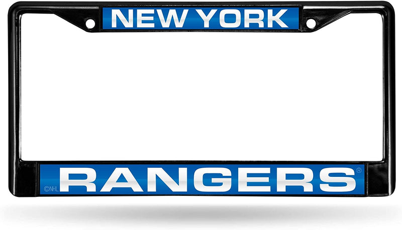Rico Industries NHL Black Laser Cut Chrome Frame 12" X 6" Black Laser Cut Chrome Frame - Car/Truck/Suv Automobile Accessory Sporting Goods > Outdoor Recreation > Winter Sports & Activities Rico Industries New York Rangers  