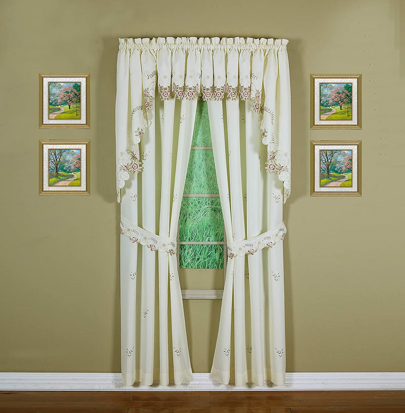 Today'S Curtain Verona Reverse Embroidery Tie-Up Shade, 63", Ecru/Rose Home & Garden > Decor > Window Treatments > Curtains & Drapes Today's Curtain Ecru/Rose Panel Pair 80"W X 63"L 