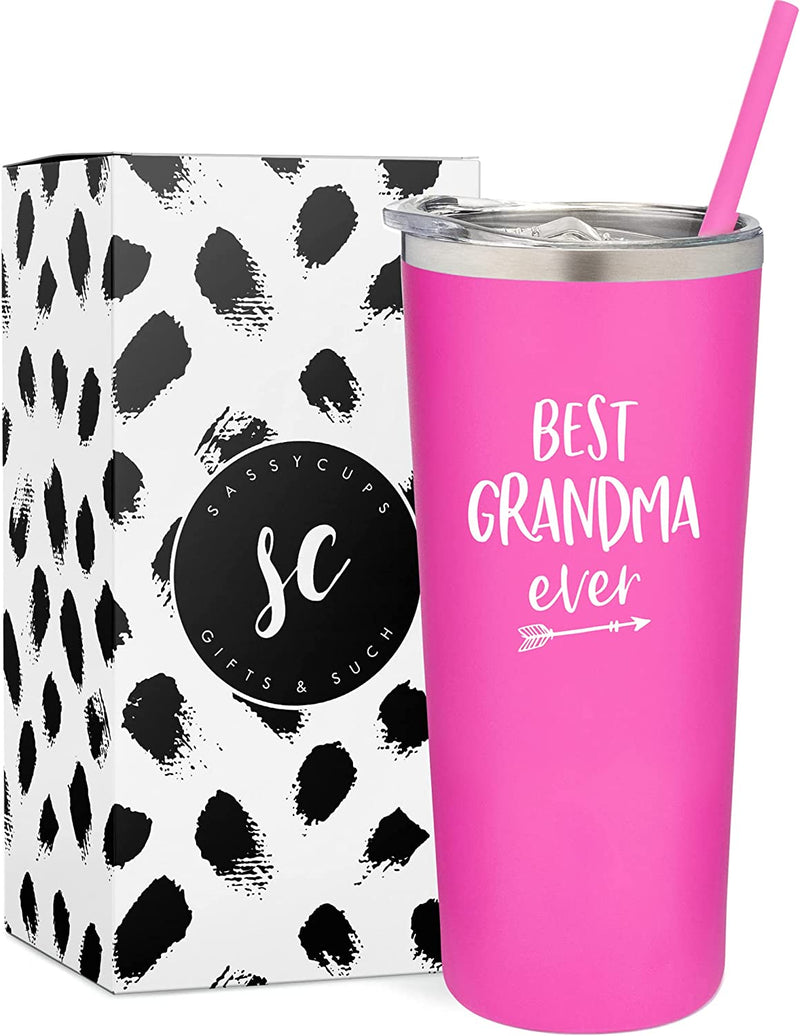 Sassycups Best Nana Ever Tumbler | 22 Ounce Engraved Mint Stainless Steel Insulated Travel Mug | Nana Tumbler | for Nana | World'S Best Nana | New Nana | Nana Birthday | Nana to Be Home & Garden > Kitchen & Dining > Tableware > Drinkware SassyCups Pink - Grandma  