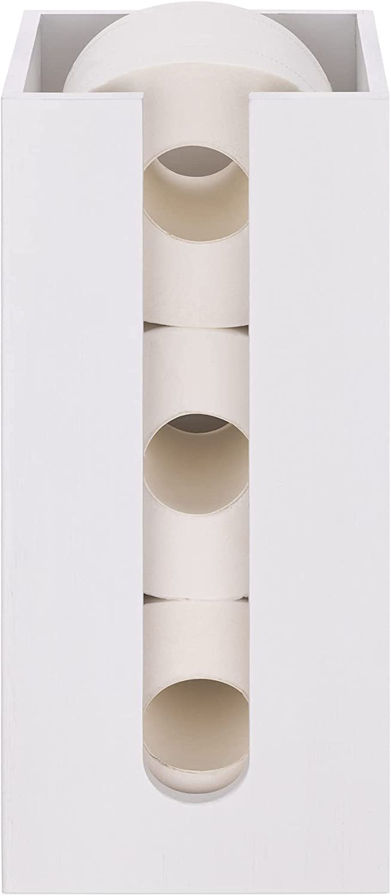 Navaris Bamboo Toilet Paper Storage - Narrow Free Standing Toilet Paper Holder Tower Organizer for Bathroom - Storage for 3 Toilet Rolls - White Home & Garden > Household Supplies > Storage & Organization Navaris   