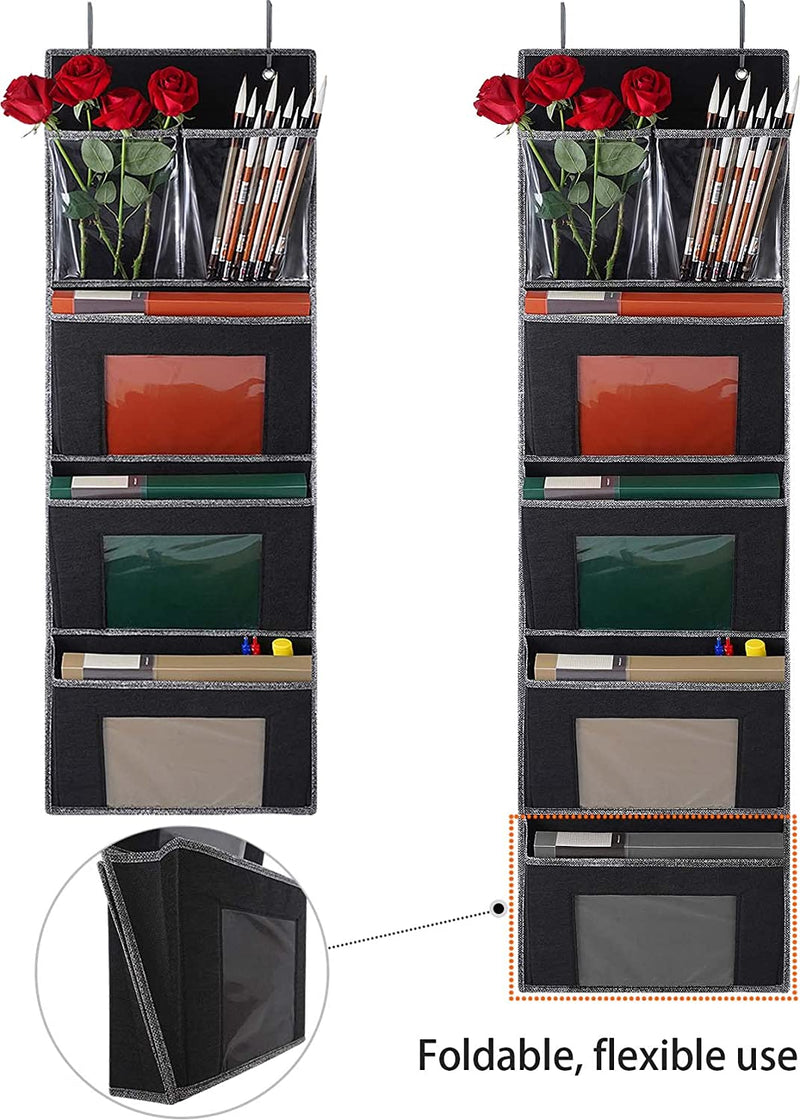 Heavy Duty over the Door File Organizer, Wall Mounted Hanging Wall File Organizer for File Folders, School Mailbox, Home/Office Papers (Black) Home & Garden > Household Supplies > Storage & Organization YOLOXO   