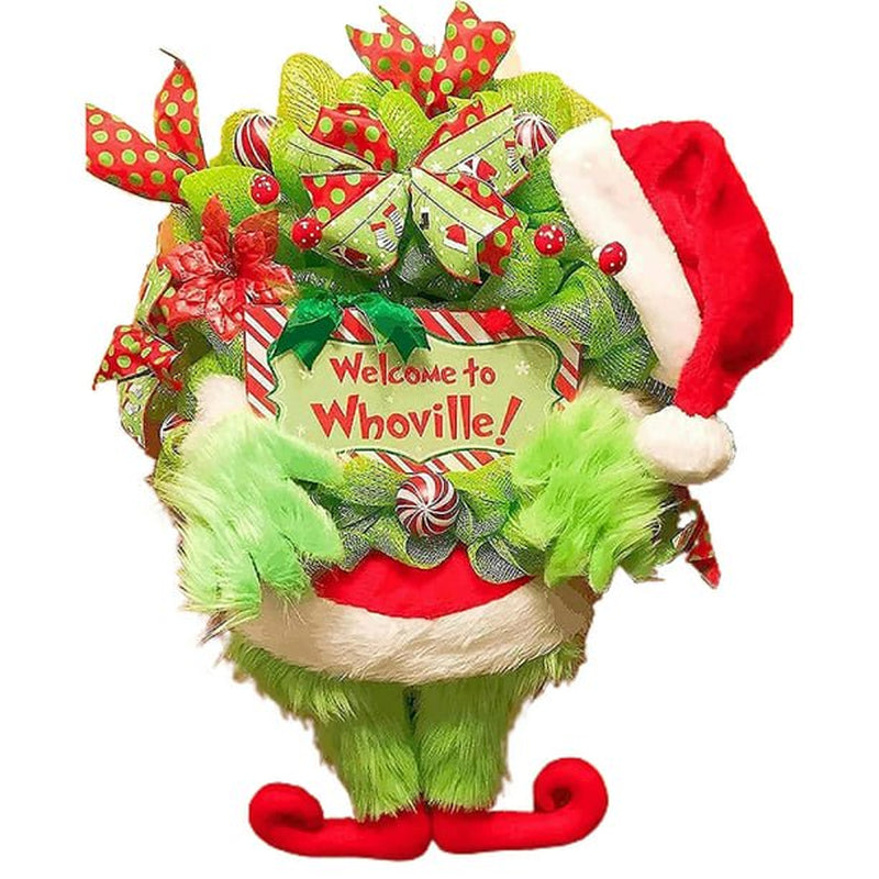 Funny Grinch Christmas Wreaths,Plushed Grinch Stole the Burlap Garlands,Wall and Door Christmas Decorations Home & Garden > Decor > Seasonal & Holiday Decorations& Garden > Decor > Seasonal & Holiday Decorations Kakidly   