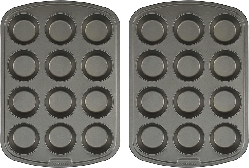 Goodcook Dishwasher Safe Nonstick Steel XL Cookie Sheet, 15'' X 21'', Gray, Set of 2 (42050) Home & Garden > Kitchen & Dining > Cookware & Bakeware GoodCook 2-Pack, 12-Cup Muffin Pans  