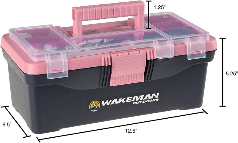 Fishing Single Tray Tackle Box Collection - 55 Piece Tackle Gear Kit Includes Sinkers, Hooks Lures Bobbers Swivels and Fishing Line by Wakeman Outdoors Sporting Goods > Outdoor Recreation > Fishing > Fishing Tackle Trademark Global   