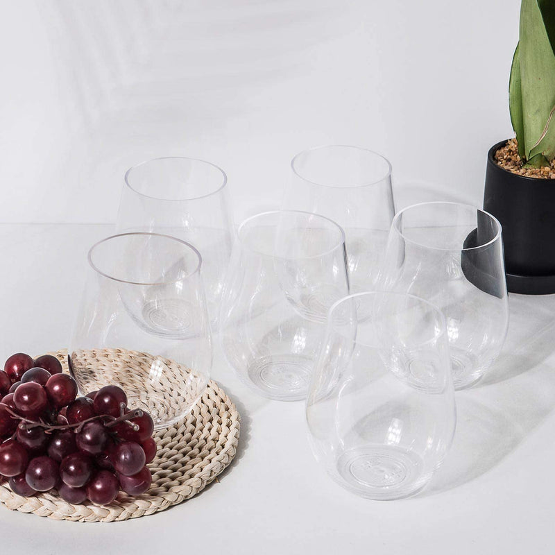 Stemless Unbreakable 20Ounce Crystal Clear Acrylic Plastic Wine Glasses, Sets 6 - Dishwasher Safe, BPA Free Home & Garden > Kitchen & Dining > Tableware > Drinkware unkno   