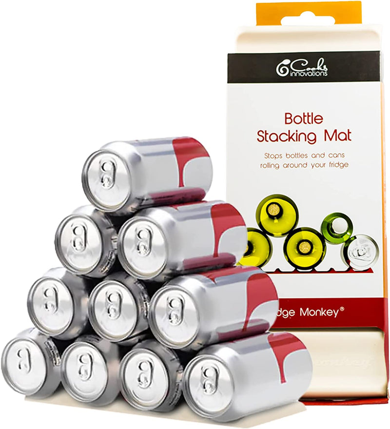 Fridge Monkey Mat - Wine & Soda Can Organizer for Refrigerator - Drink Organizer Holder Makes Cans & Bottles Stackable for Easy Storage - Space Saver for Refrigerator Organization - Charcoal (2 Pack) Home & Garden > Decor > Decorative Jars Cooks Innovations Cream 2-Pack 