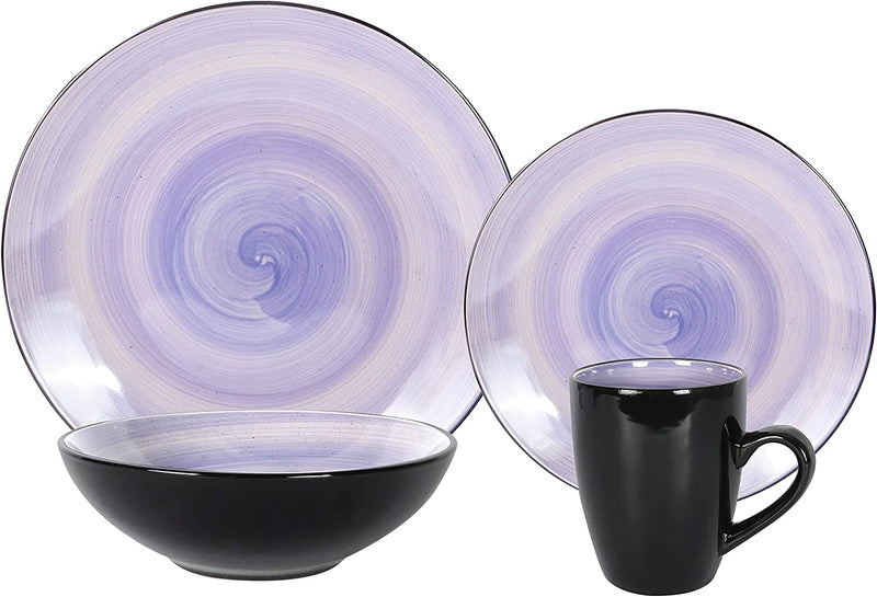 Homevss, Stoneware Sonoma 16Pc Dinnerware Set, Black + Speckled Spin Wash Purple Home & Garden > Kitchen & Dining > Tableware > Dinnerware HomeVss Cobalt 16pc Set 