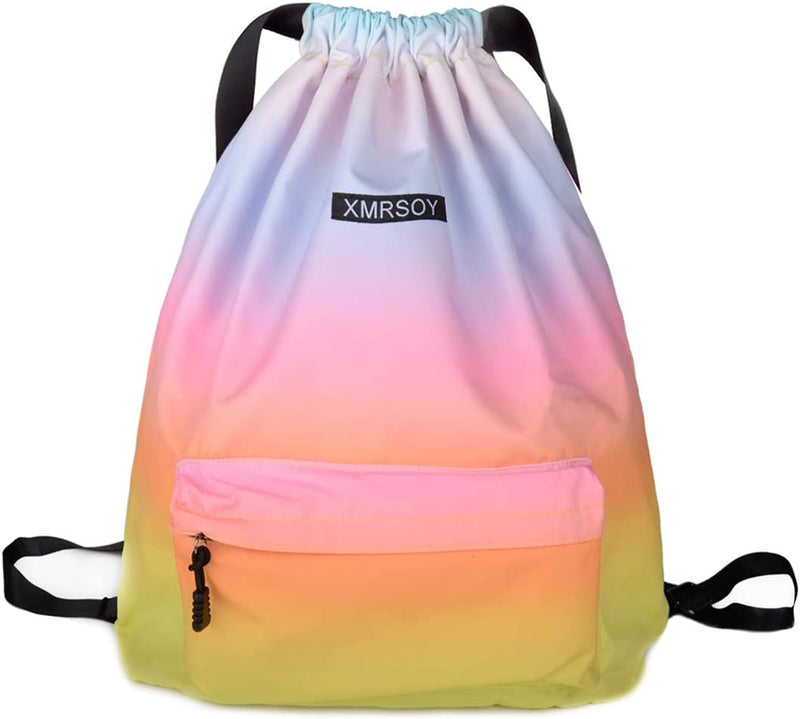 Gym Drawstring Backpack Water Resistant String Bag Nylon Cinch Sport Bag Sackpack Home & Garden > Household Supplies > Storage & Organization XMRSOY 1  