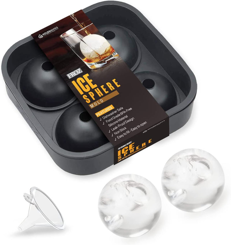 Housewares Solutions Froz Ice Ball Maker – Novelty Food-Grade Silicone Ice Mold Tray with 4 X 4.5Cm Ball Capacity Home & Garden > Kitchen & Dining > Barware Housewares Solutions   