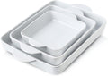 Hasense Ceramic Baking Dish with Handles,Porcelain Bakeware Set of 3,Casserole Dish for Oven,Cake,Dinner,Kitchen,Wedding,Party,Daily Use(White) Home & Garden > Kitchen & Dining > Cookware & Bakeware Hasense white Set of 3 