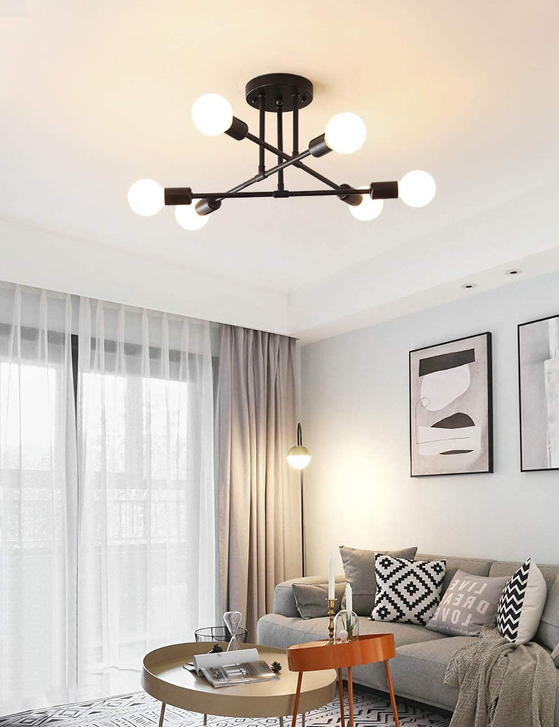 Dellemade Modern Sputnik Chandelier, 6-Light Ceiling Light for Bedroom,Dining Room,Kitchen,Office (Gold) Home & Garden > Lighting > Lighting Fixtures > Chandeliers Blinglamps Black  