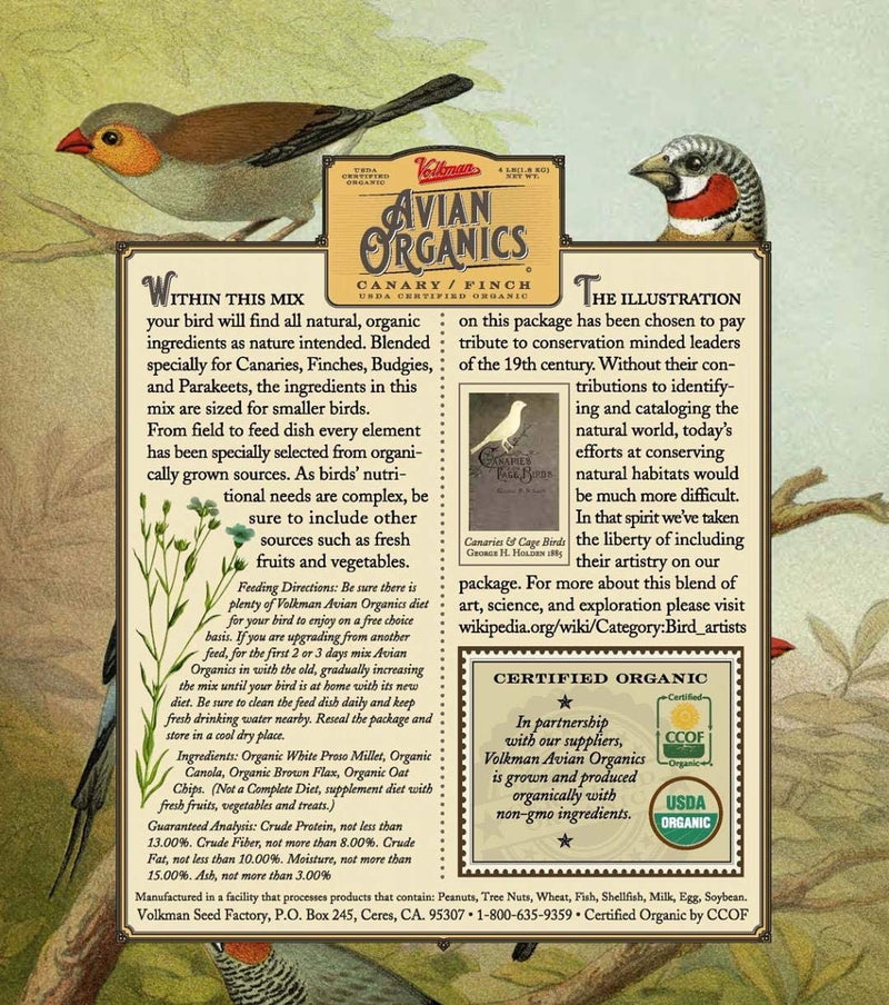 Volkman Avian Organics USDA Certified Organic and Non GMO Bird Food Seeds for Canaries and Finch 4