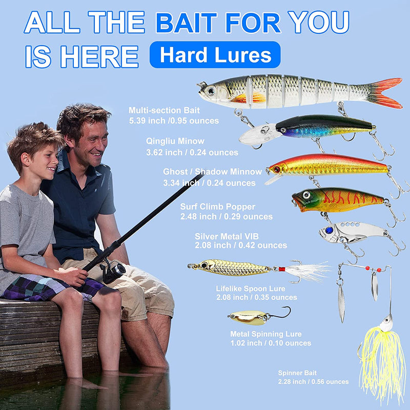 Fishing Lures Tackle Box Bass Fishing Kit,Saltwater and Freshwater Lures Fishing Gear Including Fishing Accessories and Fishing Equipment for Bass,Trout, Salmon . Sporting Goods > Outdoor Recreation > Fishing > Fishing Tackle > Fishing Baits & Lures MGSMDP   
