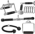 DYNASQUARE Tricep Press down Cable Machine Attachment, LAT Pulldown Attachments, Home Gym Accessories, Double D Handle, V-Shaped Bar, Tricep Rope, Pull down Straight Bar Sporting Goods > Outdoor Recreation > Winter Sports & Activities DYNASQUARE V Handle + Double D Handle + Tricep Rope + Rotating Bar + D Handle  