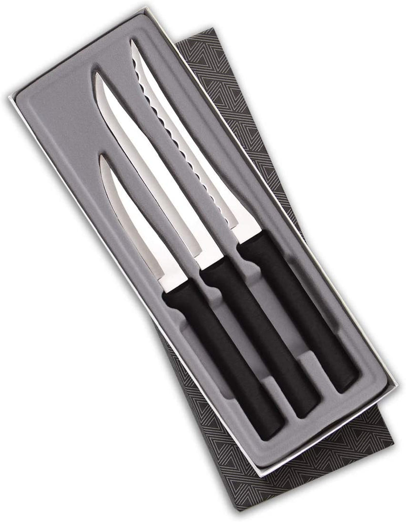 Rada Cutlery Cooking Essentials Knife Starter Gift 3 Piece Set Resin Stainless Steel, 8 7/8 Inches, Black Handle