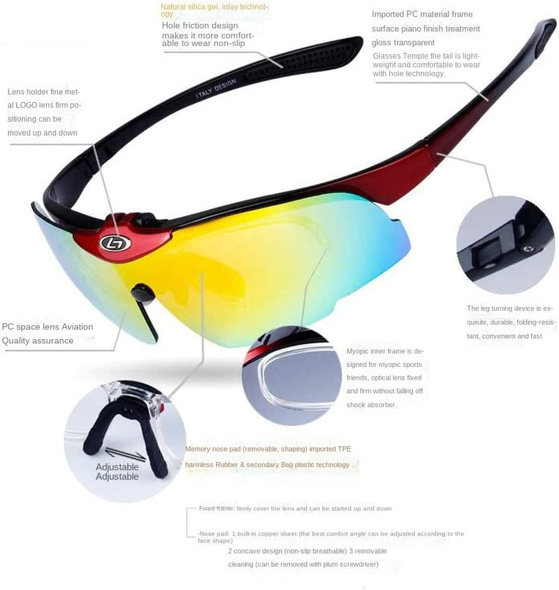 Gaolfuo Polarized Cycling Sunglasses Bicycle Bike Eyewear Goggle Riding Outdoor Sports Fishing Glasses 5 Lens Men Women Sporting Goods > Outdoor Recreation > Cycling > Cycling Apparel & Accessories Gaolfuo   
