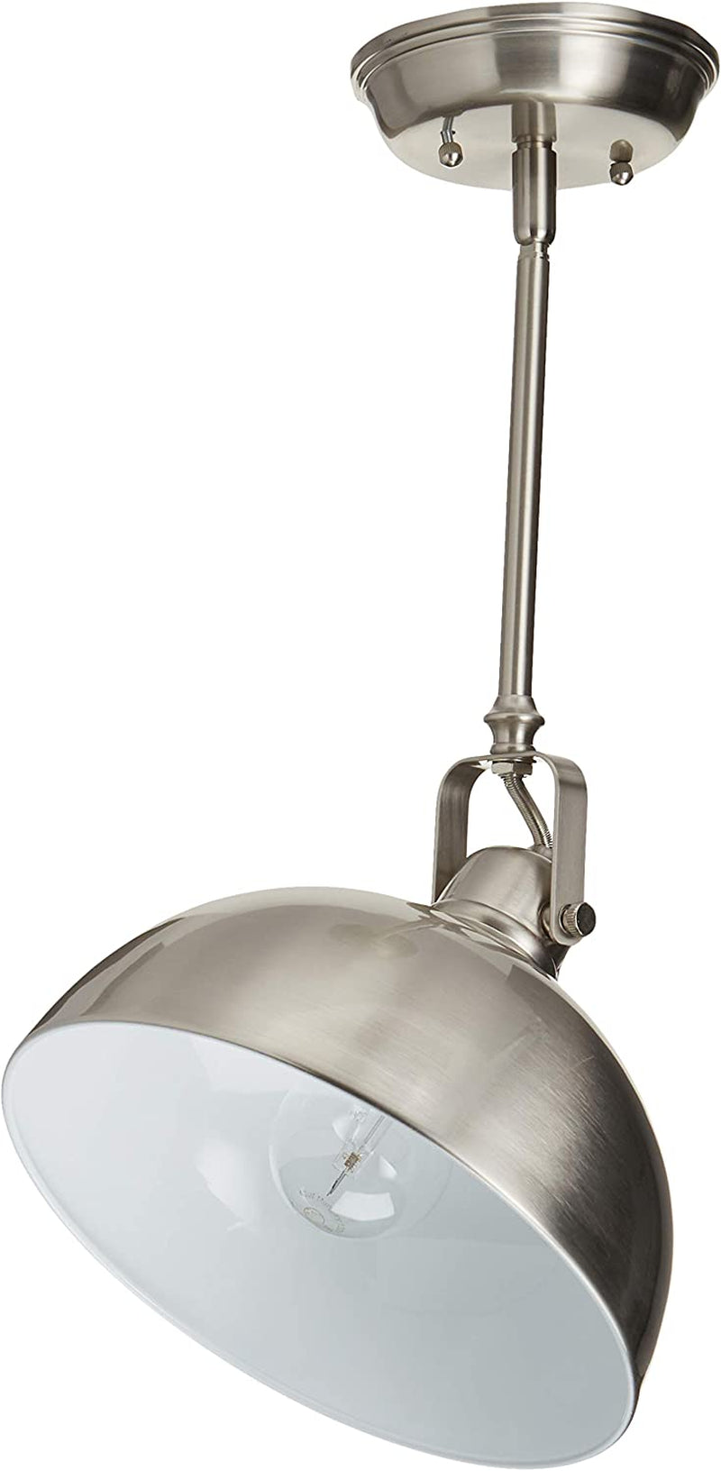 CANARM IPL222B01BN Polo 1 Light 9" Rod Pendant, Brushed Nickel with Painted White Interior, Silver Home & Garden > Lighting > Lighting Fixtures Canarm Ltd.   