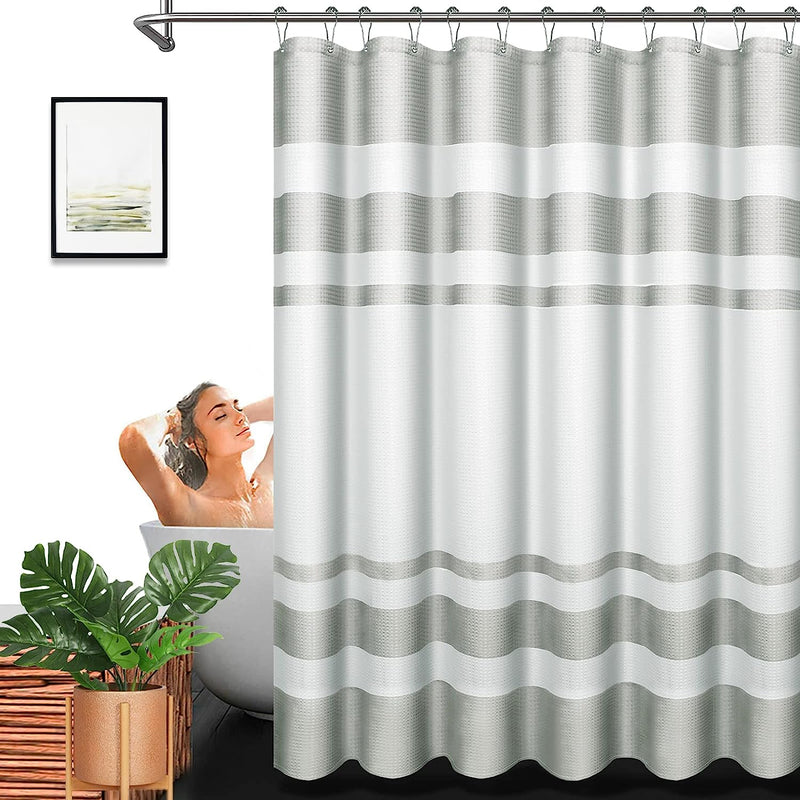 ARICHOMY【2023 Upgraded】 Shower Curtain Set Waffle Weave Curtain Fabric Shower Curtain Set 250GSM Hookless Removeable Liner, Machine Washable 71By 74Inch, White Sporting Goods > Outdoor Recreation > Fishing > Fishing Rods ARICHOMY Stripe Gray 72*72 inch 