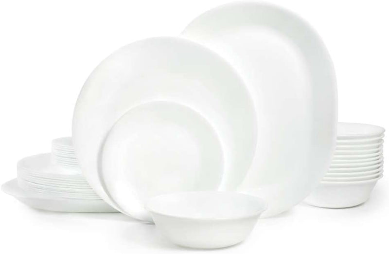 Corelle Vitrelle 38-Piece Service for 12 Dinnerware Set, Triple Layer Glass and Chip Resistant, Lightweight round Plates and Bowls Set, Winter Frost White Home & Garden > Kitchen & Dining > Tableware > Dinnerware Corelle 38pc Winter Frost White  