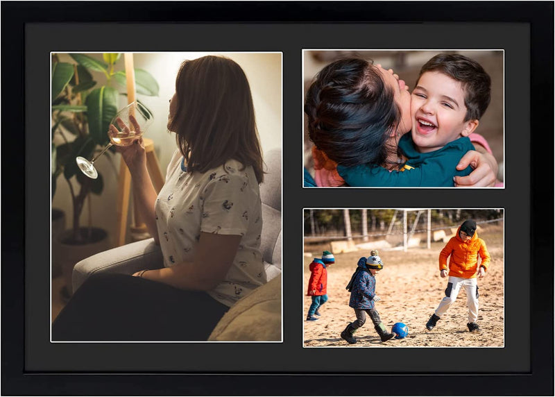 Golden State Art, 12X24 Black Wood Picture Frame - White Mat for 8X10 and 5X7 Photos - Real Glass, Sawtooth Hanger, Swivel Tabs - Wall Mounting - Great for Posters, Weddings, and Engagements Home & Garden > Decor > Picture Frames Golden State Art Black (Black Mat) 12x17 