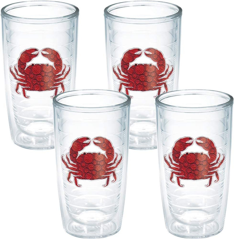 Tervis Crab Insulated Tumbler with Emblem and Red Lid, 16 Oz, Clear Home & Garden > Kitchen & Dining > Tableware > Drinkware Tervis No Lid 16oz 4pk 