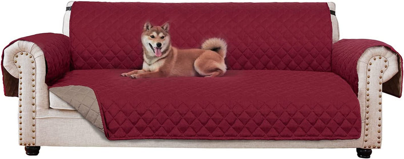 JOYELF Oversize Sofa Slipcover Reversible Sofa Cover, Water Resistant Couch Cover for Dogs Furniture Protector with Elastic Straps for Pets Kids - Brown&Beige Home & Garden > Decor > Chair & Sofa Cushions JOYELF Claret/Brown 78" 