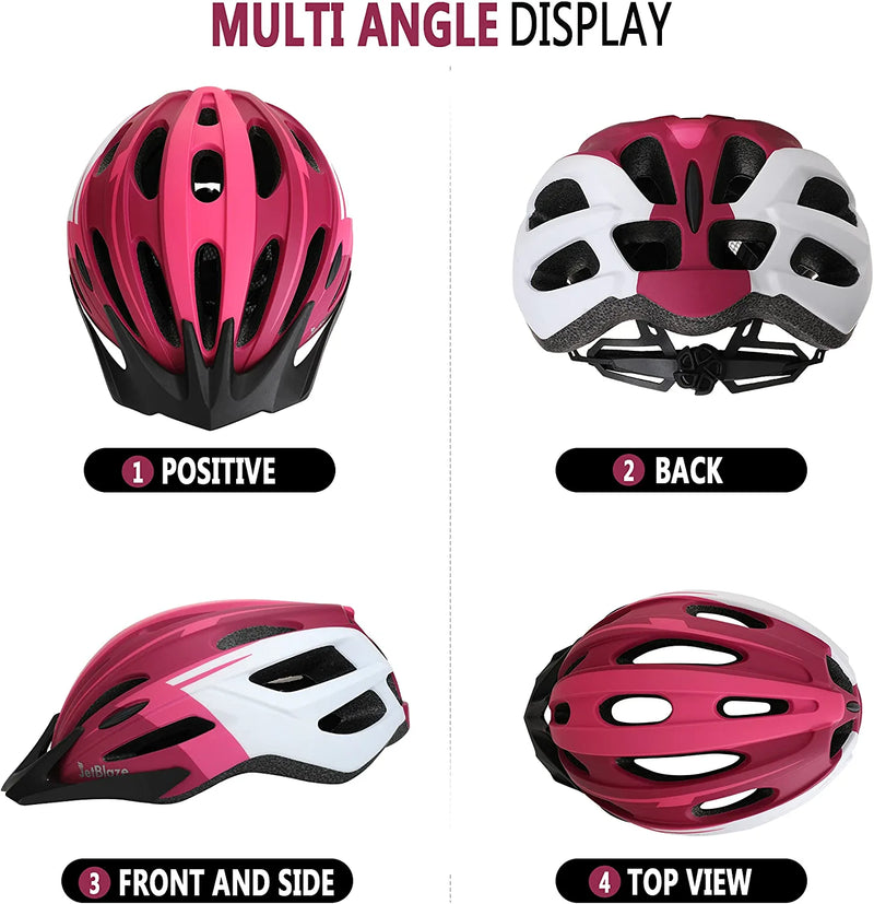 Jetblaze Bike Helmet - Adjustable Road Cycling Bicycle Helmet with Detachable Visor, Lightweight Helmet for Men Women Youth