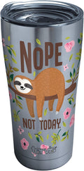 Tervis 1303151 Sloth Nope Not Today Insulated Tumbler with Wrap and Pink Lid, 16 Oz, Clear