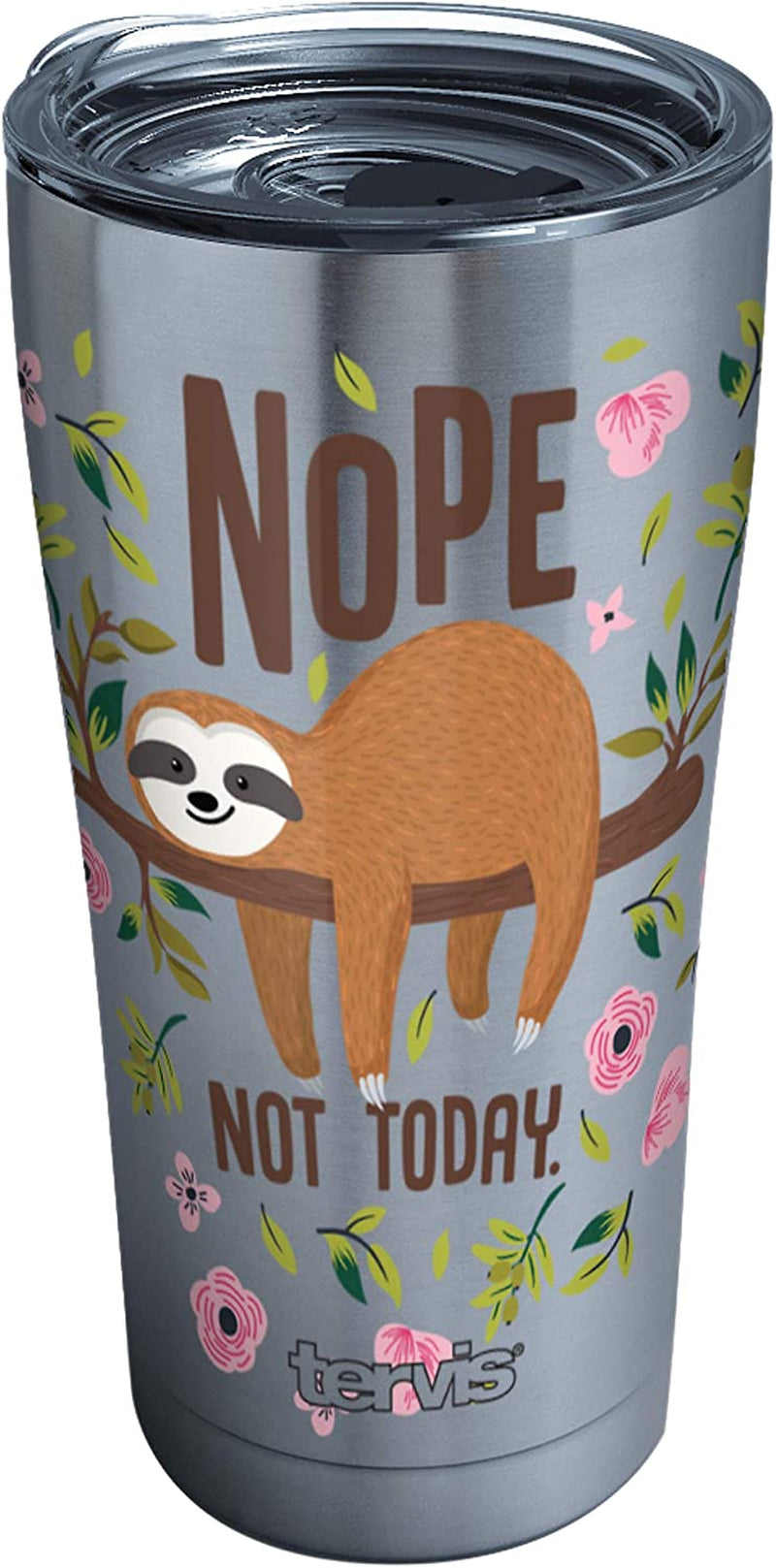 Tervis 1303151 Sloth Nope Not Today Insulated Tumbler with Wrap and Pink Lid, 16 Oz, Clear Home & Garden > Kitchen & Dining > Tableware > Drinkware Tervis Tumbler Company Stainless Steel 20oz 
