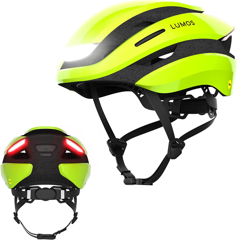 Lumos Ultra Smart Bike Helmet | Customizable Front and Back LED Lights with Turn Signals | Road Bicycle Helmets for Adults: Men, Women Sporting Goods > Outdoor Recreation > Cycling > Cycling Apparel & Accessories > Bicycle Helmets Lumos Electric Lime with MIPS M-L (21-1/4” to 24” / 54 to 61cm) 