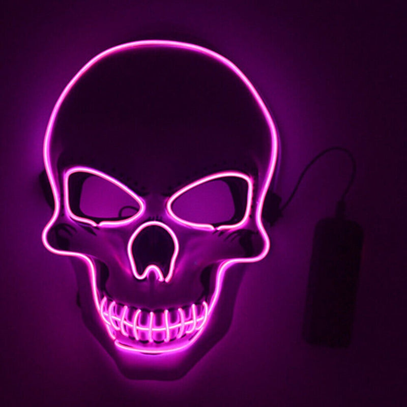Stardget LED Scary Skull Halloween Mask Costume Cosplay EL Wire Light up Halloween Party Apparel & Accessories > Costumes & Accessories > Masks Stardget Pink  
