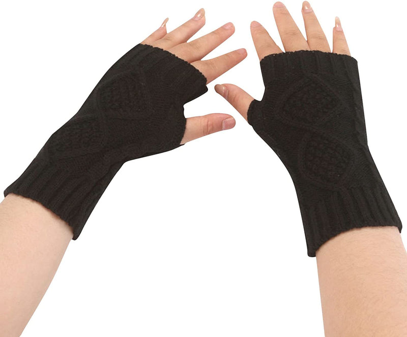 Gloves Mittens Women Women Fashion Knitted Plush Twist Windproof Warm Thickened Gloves Mittens Combo with Pocket Sporting Goods > Outdoor Recreation > Boating & Water Sports > Swimming > Swim Gloves Bmisegm Black One Size 
