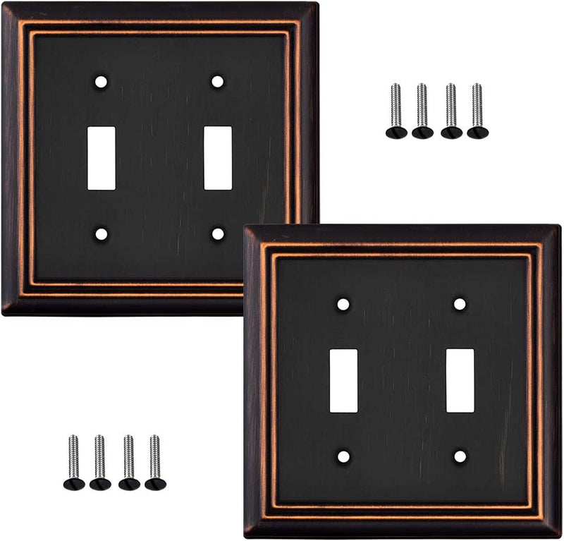Pack of 4 Wall Plate Outlet Switch Covers by SLEEKLIGHTING | Decorative Oil Rubbed Bronze | Variety of Styles: Decorator/Duplex/Toggle / & Combo | Size: 1 Gang Decorator Sporting Goods > Outdoor Recreation > Fishing > Fishing Rods SLEEKLIGHTING 2 Toggle  