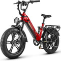 FREESKY Step-Thru Electric Bike for Adults 750W High-Speed Motor 48V 15Ah Samsung Cell Battery, 20" Fat Tires Ebike 25/28MPH Electric Commuter/Mountain Bike, Full Suspension Ebike UL Certified Sporting Goods > Outdoor Recreation > Cycling > Bicycles FREESky A320-Red Step-thru Ebike 
