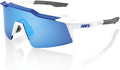 100% Speedcraft SL Sport Performance Sunglasses - Sport and Cycling Eyewear Sporting Goods > Outdoor Recreation > Cycling > Cycling Apparel & Accessories 100% Matte White/Metallic Blue - Hiper Blue Multilayer Mirror Lens  