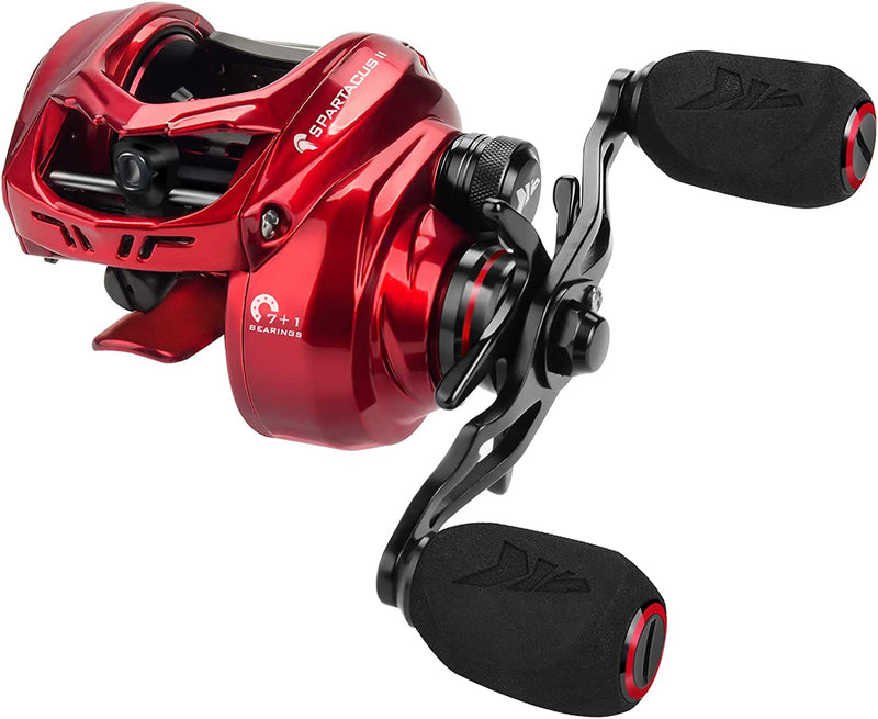 Kastking Spartacus II Baitcasting Fishing Reel, 6Oz Ultralight Baitcaster Reel, Super Smooth with 17.6 LB Carbon Fiber Drag, 7.2:1 Gear Ratio, 39Mm Palm Perfect Lower Profile Design Sporting Goods > Outdoor Recreation > Fishing > Fishing Reels Eposeidon D:Left-Fire Engine Red-7.2:1  