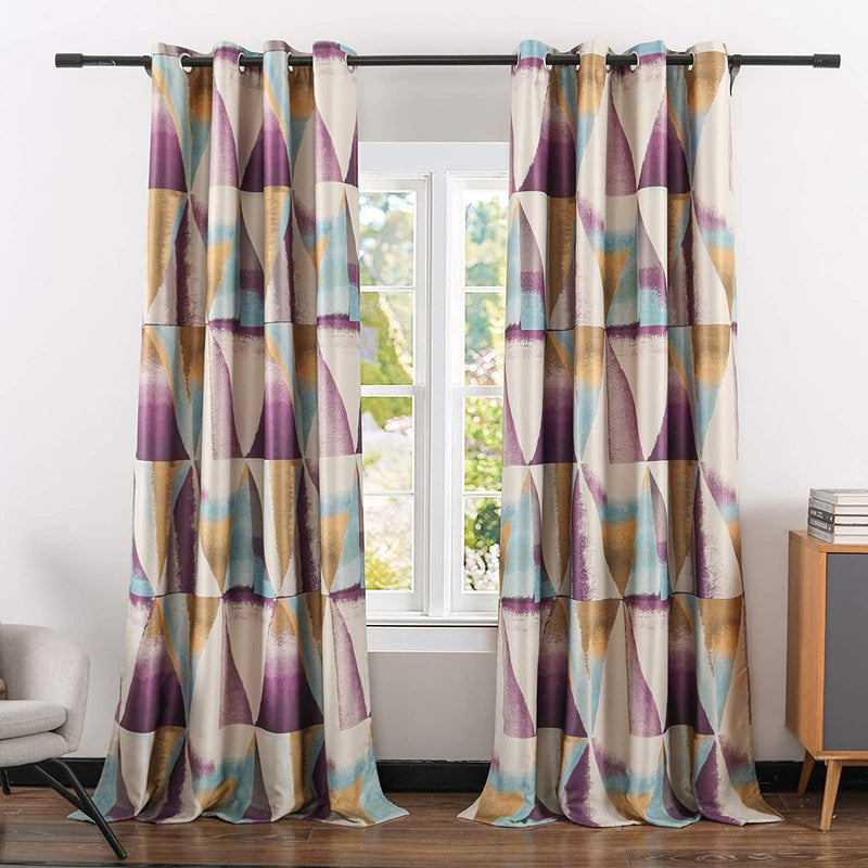 Leeva Blackout Red Window Curtains for Dining Room, Geometric Modern Room Darkening 96 Inch Long Heavy Curtain and Drapes for Nursery, Set of 2 Panels Home & Garden > Decor > Window Treatments > Curtains & Drapes Leeva Purple 52" x 96" 